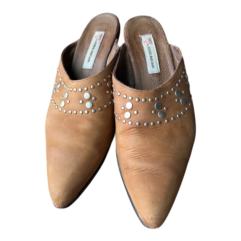 Vintage Guess? by Georges Marciano Italian Leather Women's sz 10 Studded Mule